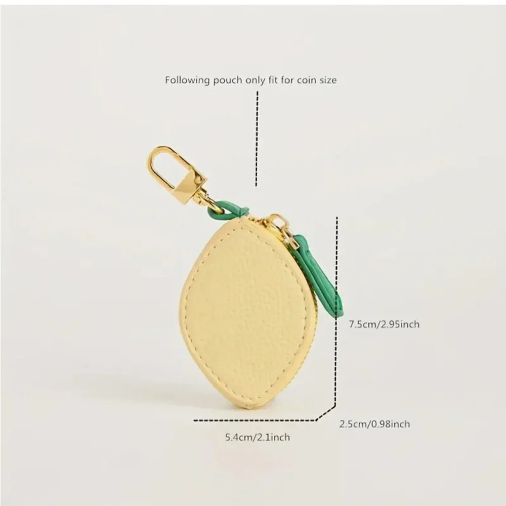Lemon Purse Bag Charm Keychain Zippered Coin Pouch Airbuds AirTag NWT